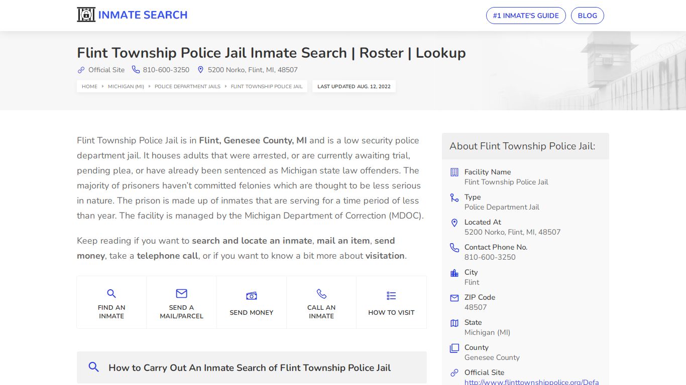 Flint Township Police Jail Inmate Search | Roster | Lookup